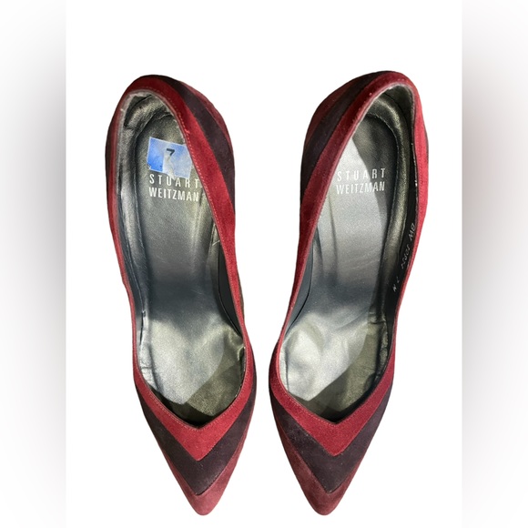 Stuart Weitzman Suede Tri-Color Heels Sz 7 - Picture 2 of 8